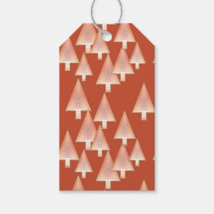 Étiquettes-cadeau Arbres de Noël métalliques modernes - rouille et
