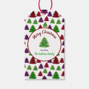 Étiquettes-cadeau Arbres Empreintes de léopard Joyeux Noël et Nouvel