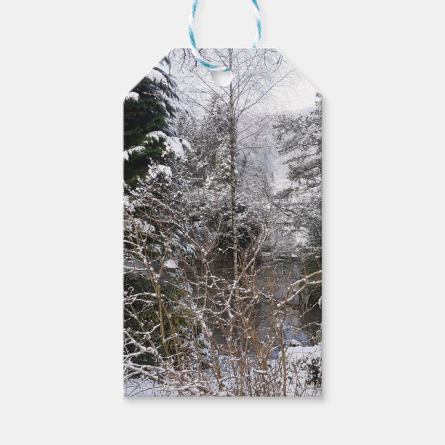 Étiquettes-cadeau Arbres neigeux (Devant)