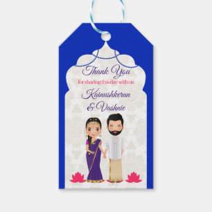 Étiquettes-cadeau Arc bleu arabe frontière tamoul Telugu mariage