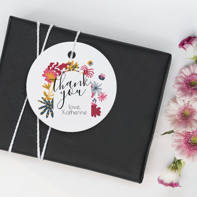 Étiquettes Cadeau Arc de Boho moderne Floral Graduation Blanc (Créateur téléchargé)