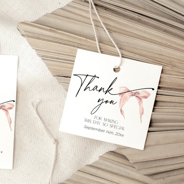 Étiquettes Cadeau Arc de Fête des mariées moderne en Merci rose vif (Créateur téléchargé)