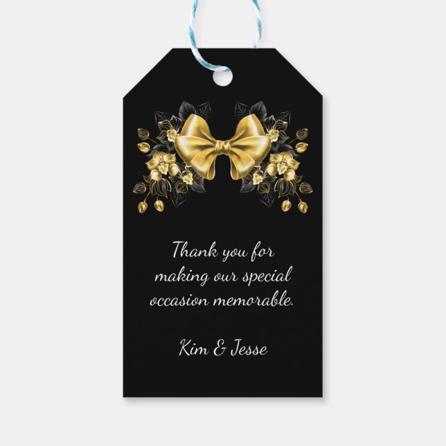 Étiquettes-cadeau Arc d'or avec orchidées (Dos)