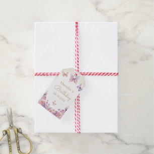 Étiquettes-cadeau Arc-en-ciel aquarelle papillon floral baby shower