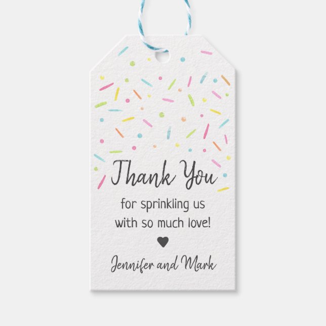 Étiquettes-cadeau Arc-en-ciel Bébé Merci (Devant)