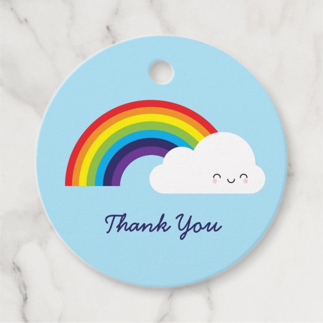 Étiquettes Cadeau Arc en ciel de Kawaii (Devant)