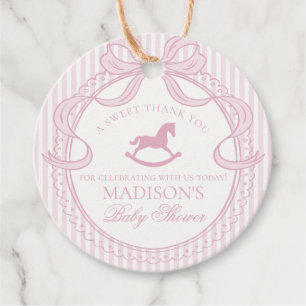 Étiquettes Cadeau Arc-en-ciel Rose Coquette Cheval à Bascule Baby Sh