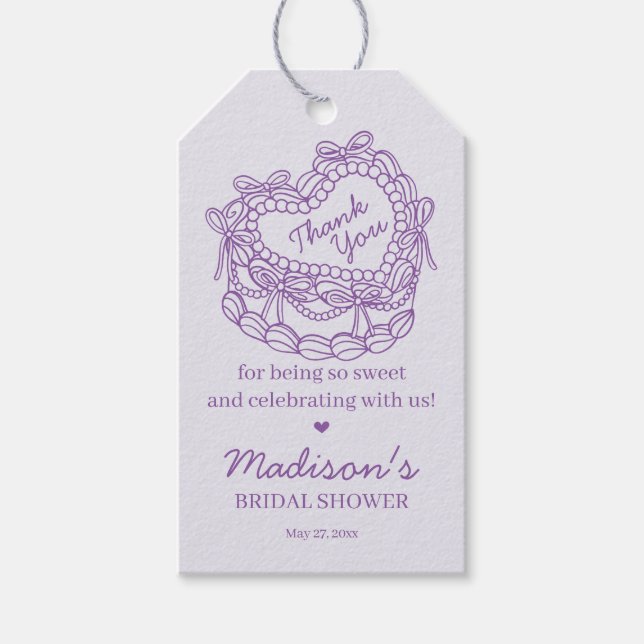 Étiquettes-cadeau Arc-en-ciel ruban rétro cœur coquette gâteau douch (Devant)