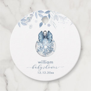 Étiquettes Cadeau Arc en neige de l'hiver bleu pour Baby Shower