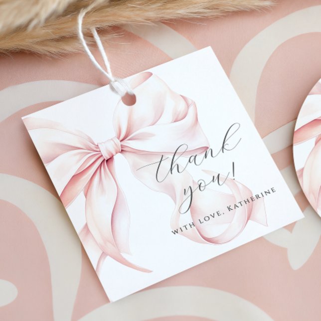 Étiquettes Cadeau Arc en ruban rose pour Baby Shower (Créateur téléchargé)