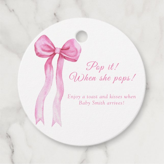 Étiquettes Cadeau Arc rose - Pop-it quand elle sonne (Devant)