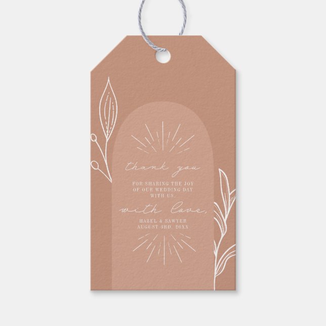 Étiquettes-cadeau Arch Botanique Terracotta Mariage Merci (Devant)