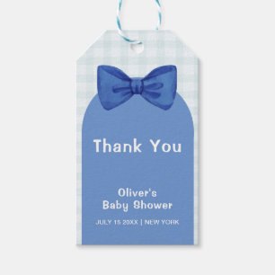 Étiquettes-cadeau Arche Bleue En vichy Baby shower Bow Bow Plaid