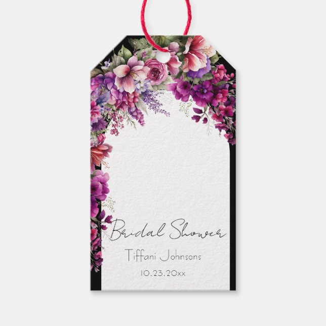Étiquettes-cadeau Arche florale audacieuse pour une baby shower de m (Devant)