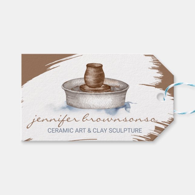 Étiquettes-cadeau Argile Turner Poterie céramique sculpture d'art ar (Devant (Horizontal))