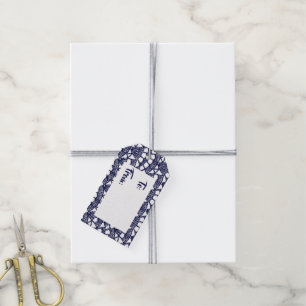 Étiquettes-cadeau Arrière - plan bleu de point de crochet