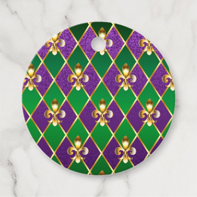 Étiquettes Cadeau Arrière - plan de bijoux Mardi Gras (Devant)