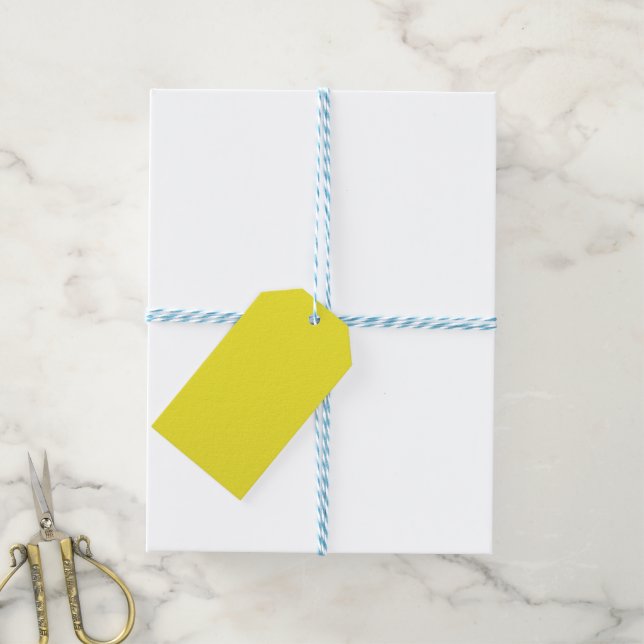 Étiquettes-cadeau Arrière-plan jaune uni vibrant (With Twine)