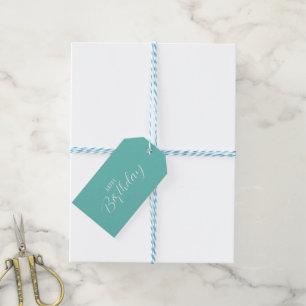 Étiquettes-cadeau Arrière - plan turquoise blanc moderne typographie