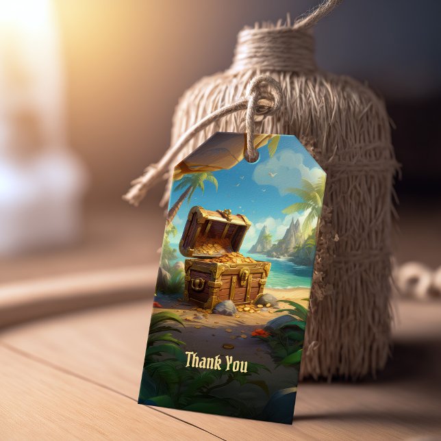 Étiquettes-cadeau Arrr-merci ! Île du Paradis des Pirates Anniversai (Créateur téléchargé)