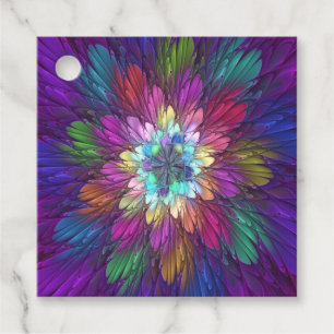 Étiquettes Cadeau Art abstrait de fleurs psychédéliques colorées per