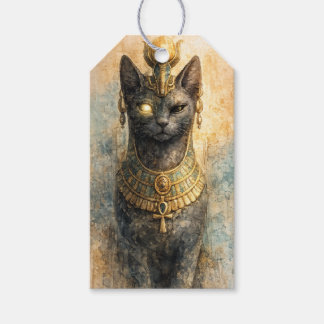 Étiquettes-cadeau Art aquarelle de la déesse féline Bastet de l'Égyp