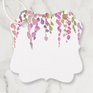 Étiquettes Cadeau Art aquarelle de vigne florale rose vert 