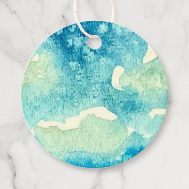 Étiquettes Cadeau Art Aquarelle Nuages (Devant)