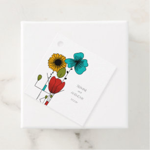 Étiquettes Cadeau Art contemporain Nouveau Floral Mariage