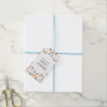 Étiquettes-cadeau Art de bordure carrée d'anniversaire de fruit de p<br><div class="desc">Autocollants personnalisés à l'aquarelle pêche</div>