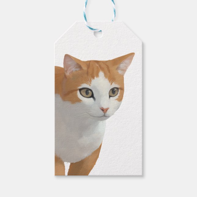 Étiquettes-cadeau Art de chat roux adorable (Devant)