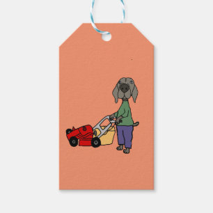 Étiquettes-cadeau Art de fauchage de pelouse de chien drôle de
