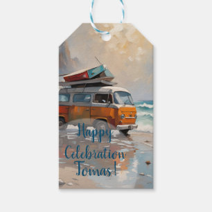 Étiquettes-cadeau Art de l'humeur de voyageur de paysage marin de va