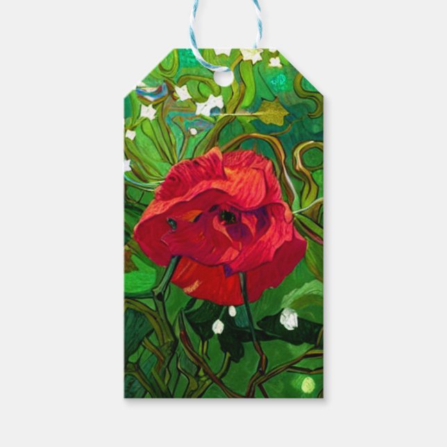 ÉTIQUETTES-CADEAU ART DE ROSE ROUGE (Devant)