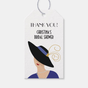 Étiquettes-cadeau Art Déco 1930 Femme en Fête de l'mariée Casquette