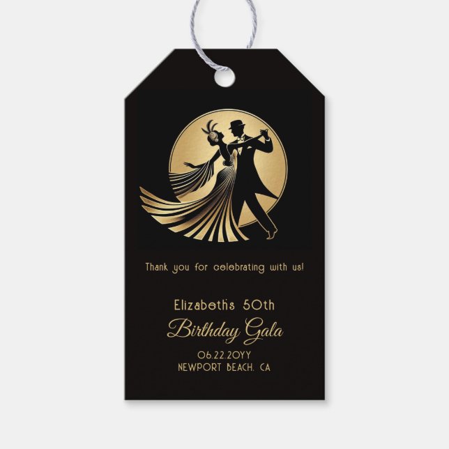 Étiquettes-cadeau Art Deco Gatsby Roaring 20s Prohibition Custom (Devant)