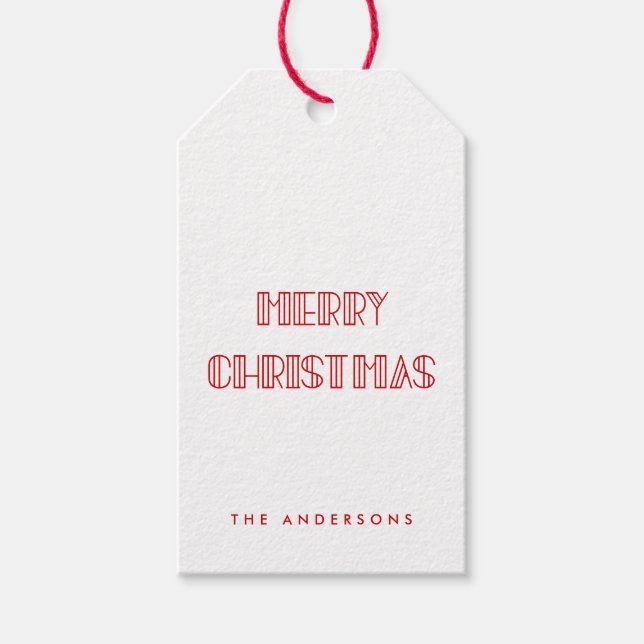 Étiquettes-cadeau Art déco rétro Joyeux Noël (Devant)