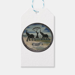 Étiquettes-cadeau Art Eléphant Africain