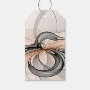 Étiquettes-cadeau Art fractal moderne gris sienne anthracite abstrai