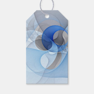 Étiquettes-cadeau Art graphique fractal abstrait bleu gris moderne