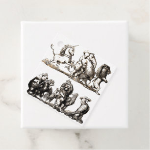 Étiquettes Cadeau Art Mignon Animaux Licorne Éléphant Lion Zoo