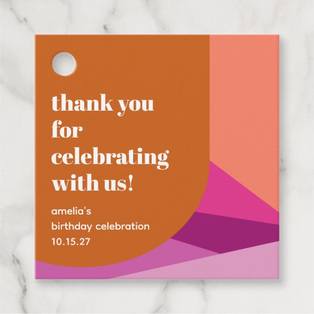 Étiquettes Cadeau Art moderne de rouille violet personnalisé Merci d (Devant)