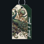 Étiquettes-cadeau Art Nouveau Green Emerald Mariage Peacock Vintage<br><div class="desc">Balises cadeaux</div>