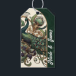 Étiquettes-cadeau Art Nouveau Green Emerald Mariage Peacock Vintage<br><div class="desc">Balises cadeaux</div>