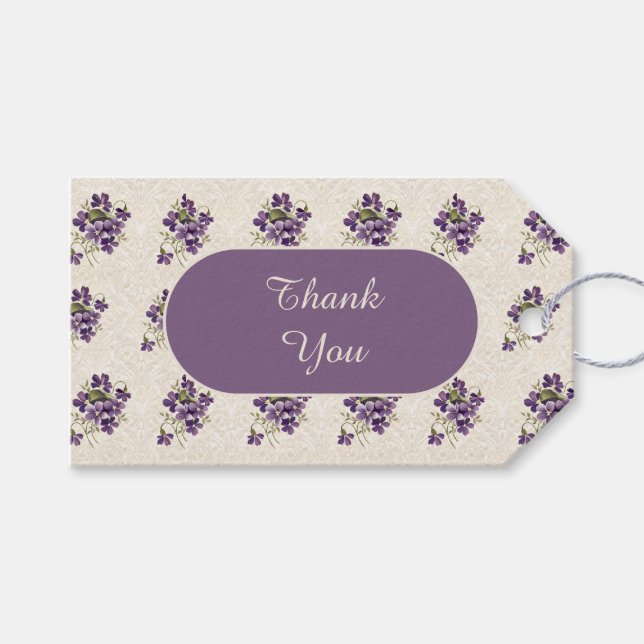 Étiquettes-cadeau Art Nouveau Violet Floral Pattern (Devant (Horizontal))