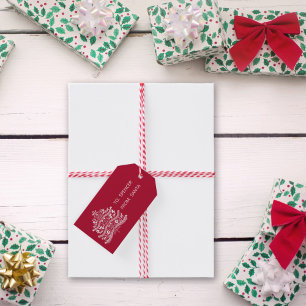 Étiquettes-cadeau Art populaire scandinave blanc Arbre de Noël nordi