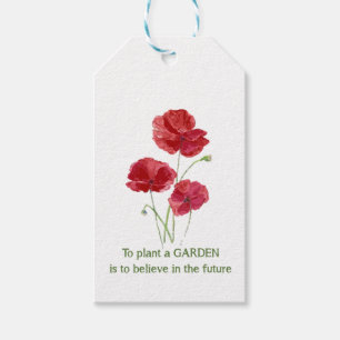 Étiquettes-cadeau Art rouge d'aquarelle de pavot de citation faite