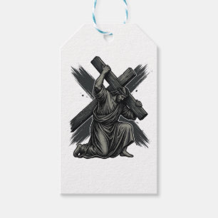 Étiquettes-cadeau Art vectoriel chrétien Jésus portant la croix vint