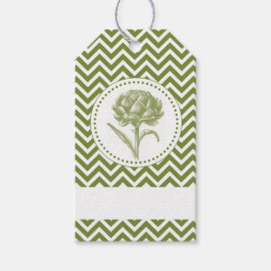 Étiquettes-cadeau Art vintage moderne d'artichaut et de chevron