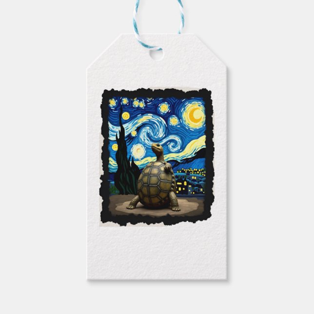 Étiquettes-cadeau Artistic Turtle Shirt  Starry Night Turtle (2) (Devant)